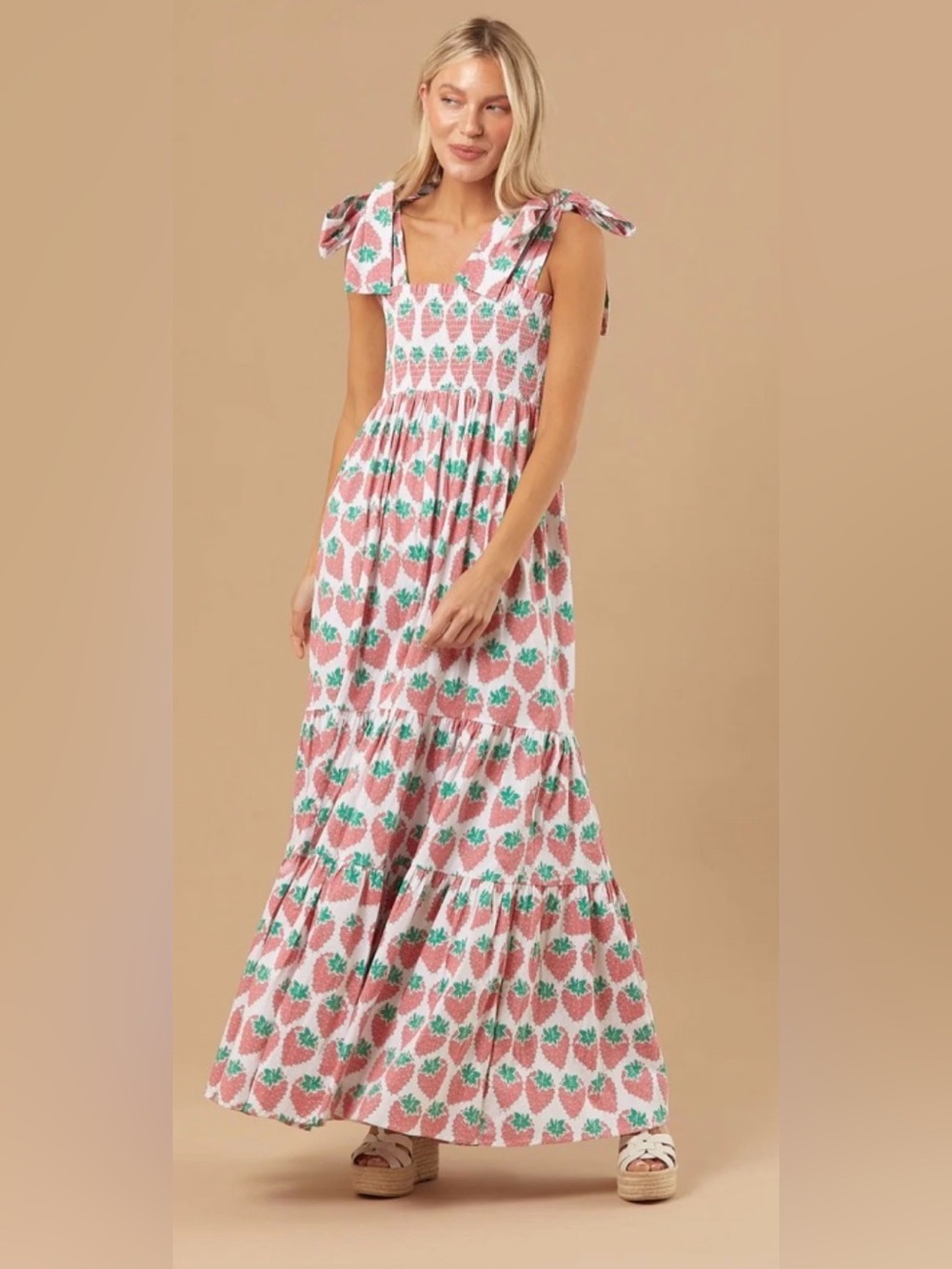 Sheridan French kelly dress in pink strawberries